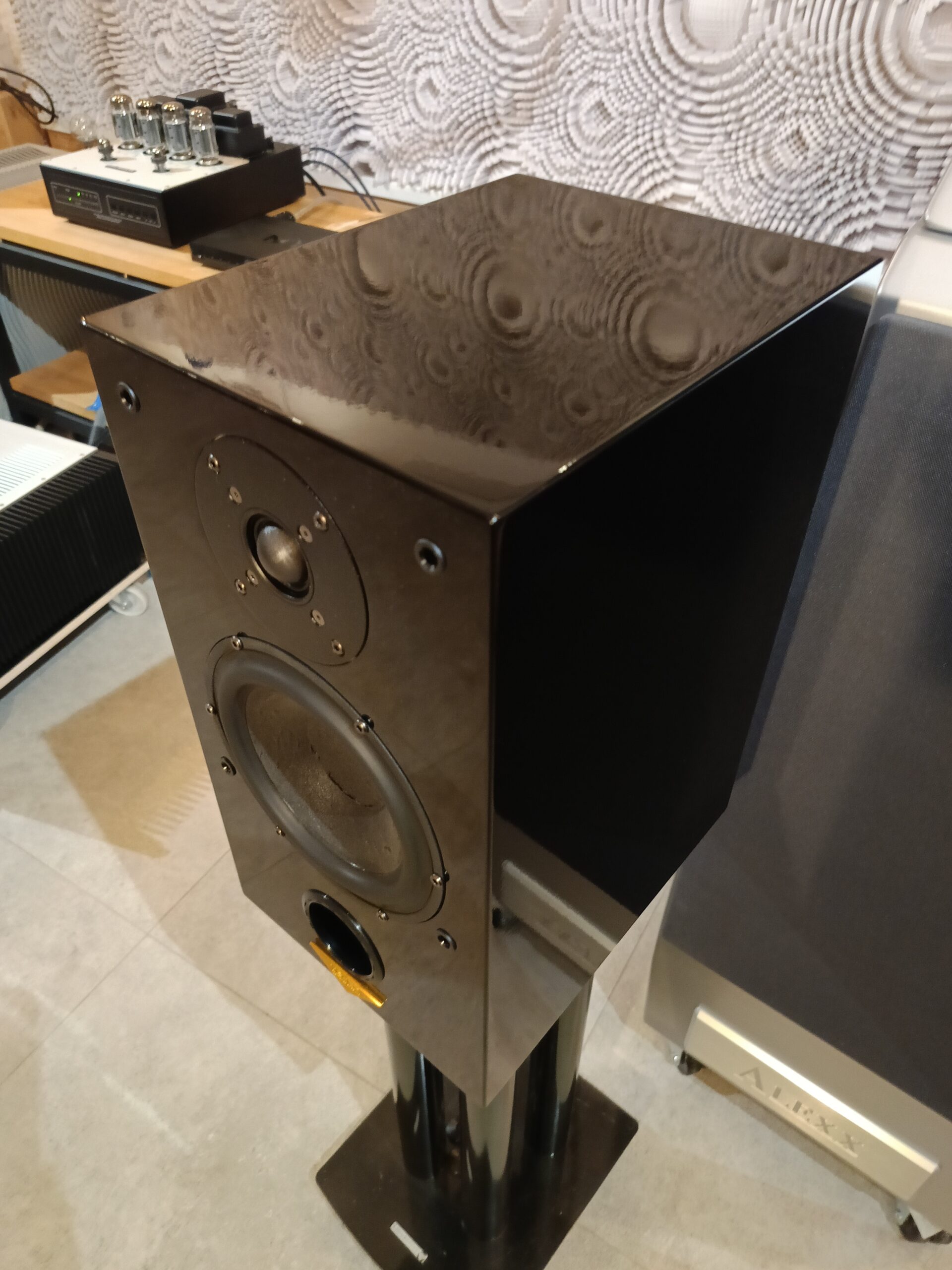 Kolumny podstawkowe Usher P-701. Czarne, lakier fortepianowy. Konstrukcja bass reflex przód, 2,0 drożna. Pasmo przenoszenia 36Hz-28kHz. Impedencja 8Ω. Skuteczność 87dB. Waga ca 12,5kg